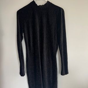 H&M BLACK RIPPED VELVET OPEN BACK DRESS